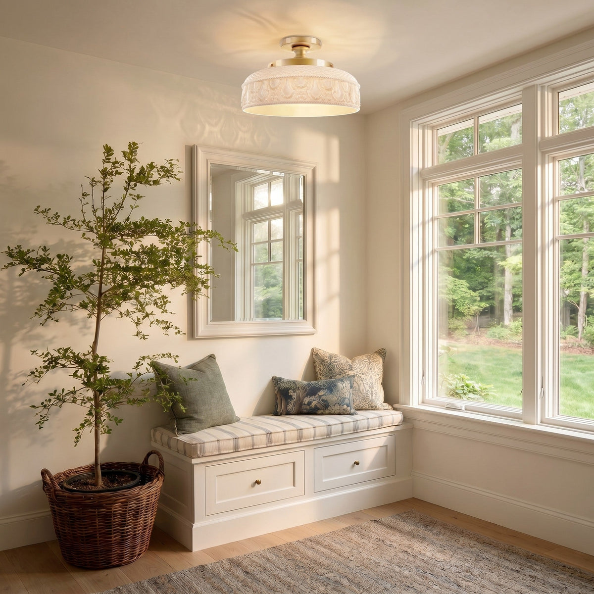 Moderne Deckenleuchte mit strukturiertem Glasscheibe – Gold, Schwarz & Grün – Ø30cm Designbeleuchtung für Wohnzimmer, Schlafzimmer, Flur | Sansoti