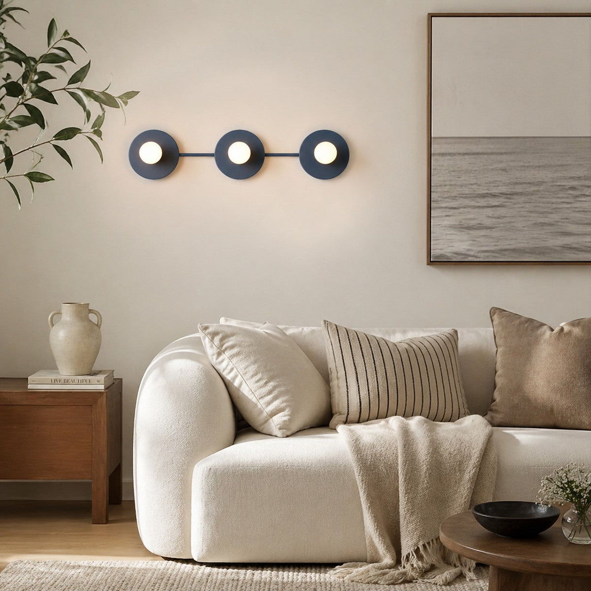 Minimalist Bathroom Lamp with Three Light Points - Available in Multiple Colors | Sansoti