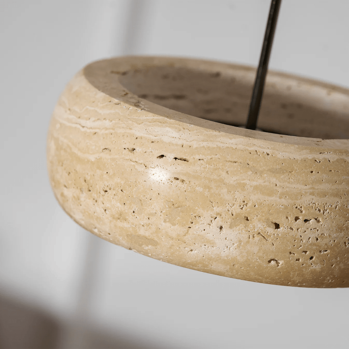 Travertijn Hanglamp Donut met Geïntegreerde LED Warm Wit Dimbaar Natuursteen Design Sfeerverlichting | Sansoti