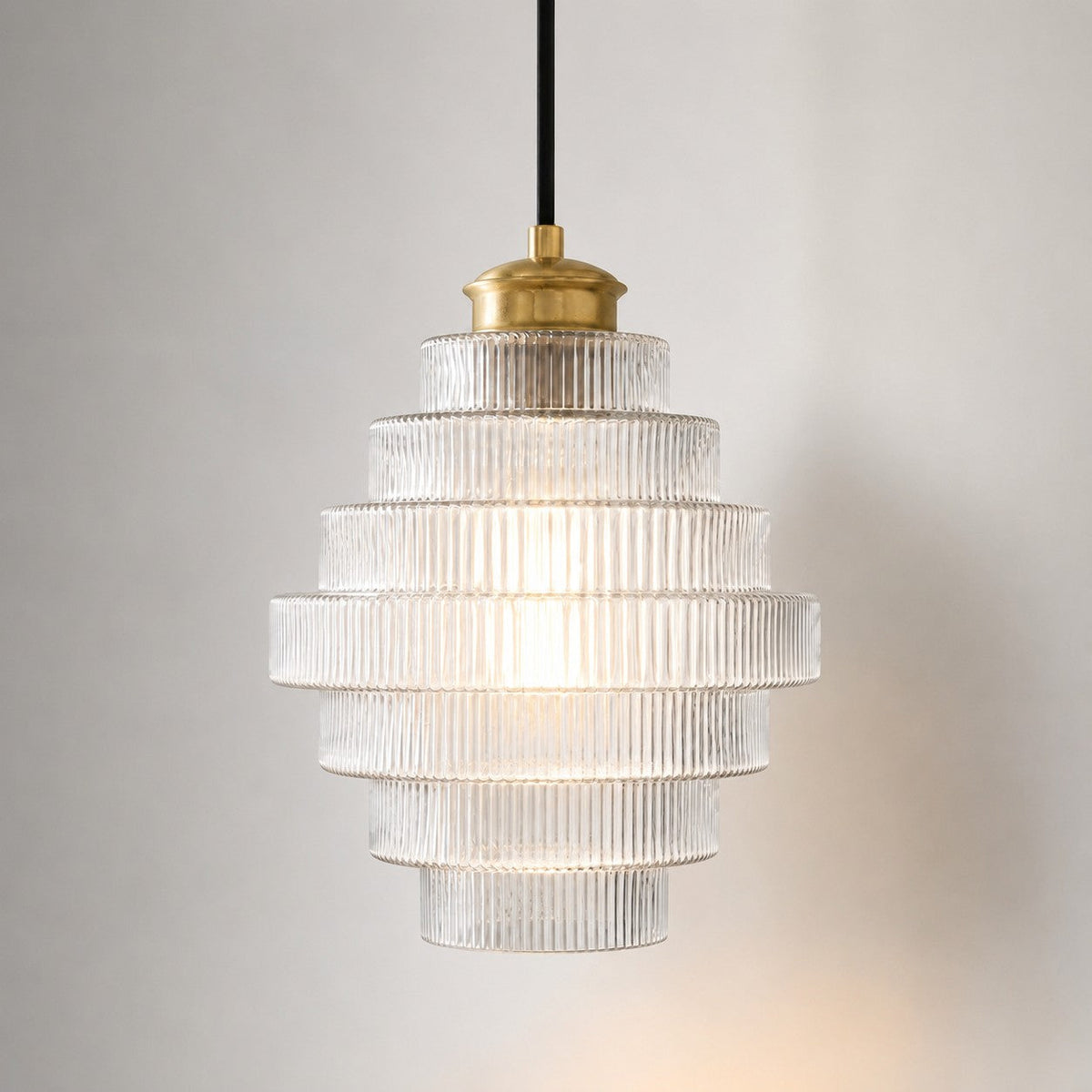 Gerippte Glas-Hängeleuchte mit geschichtetem Flaschendesign, E27, 22 cm, Essbereich-Deckenbeleuchtung im Vintage-Stil für das Wohnzimmer | Sansoti