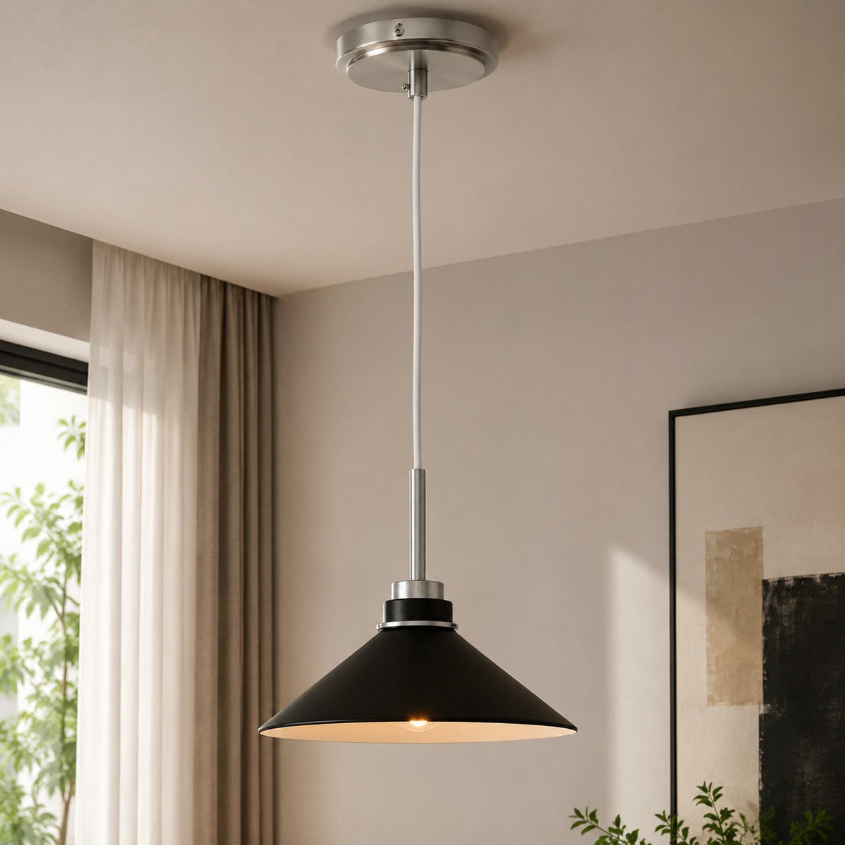 Cone-Shaped Pendant Lamp in Country Style - Dimmable - For Kitchen and Hall - Scandinavian Inspired - Modern Farmhouse Lighting | Sansoti