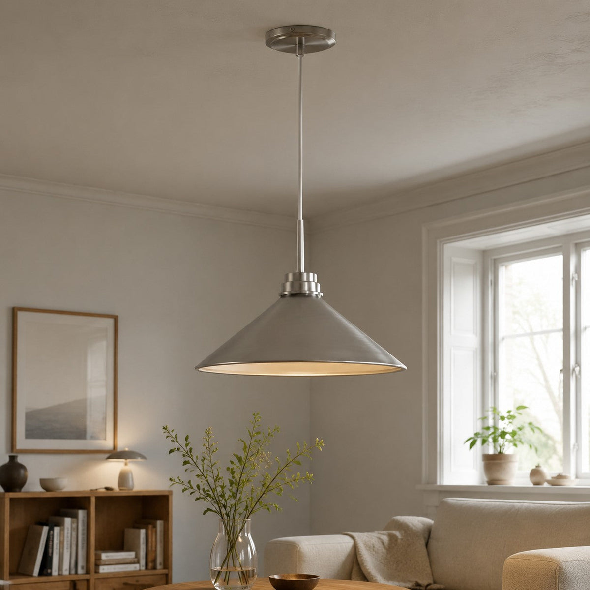 Cone-Shaped Pendant Lamp in Country Style - Dimmable - For Kitchen and Hall - Scandinavian Inspired - Modern Farmhouse Lighting | Sansoti