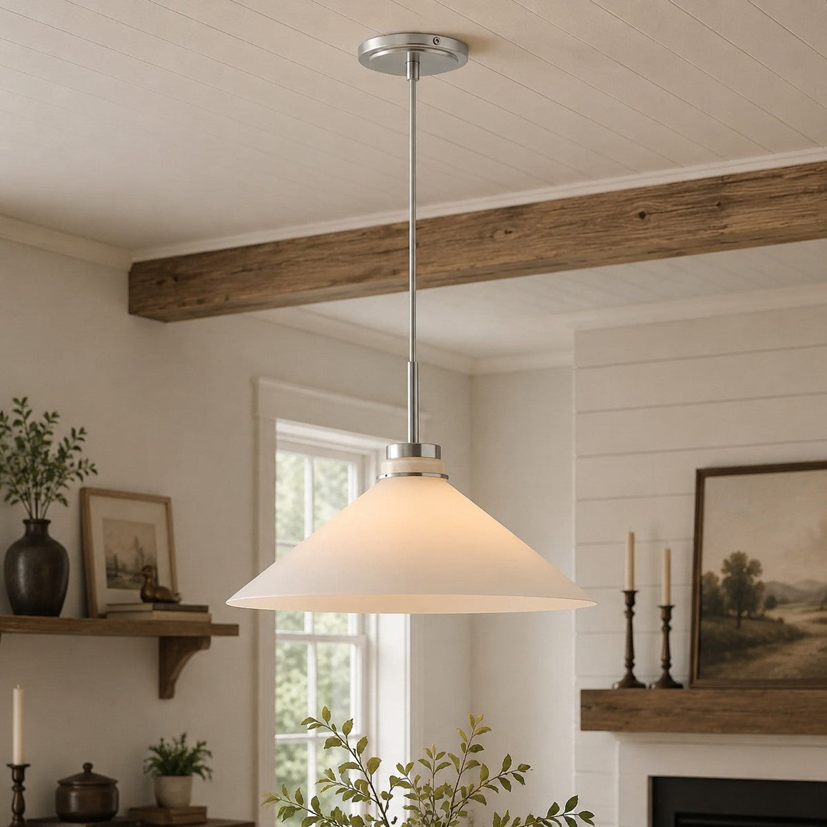 Cone-Shaped Pendant Lamp in Country Style - Dimmable - For Kitchen and Hall - Scandinavian Inspired - Modern Farmhouse Lighting | Sansoti