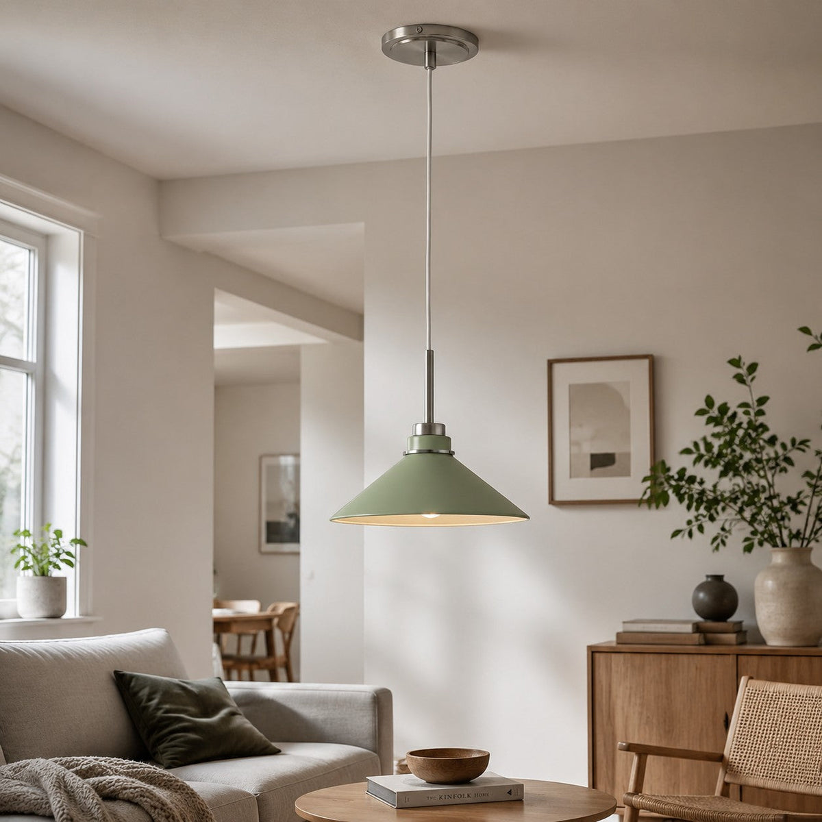 Cone-Shaped Pendant Lamp in Country Style - Dimmable - For Kitchen and Hall - Scandinavian Inspired - Modern Farmhouse Lighting | Sansoti