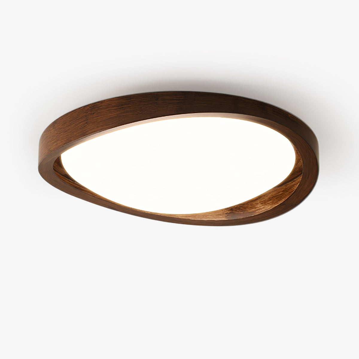 Wooden Ceiling Light with Curved Edge – Scandinavian Design with Walnut Finish & Warm Lighting for Living Room Bedroom | Sansoti