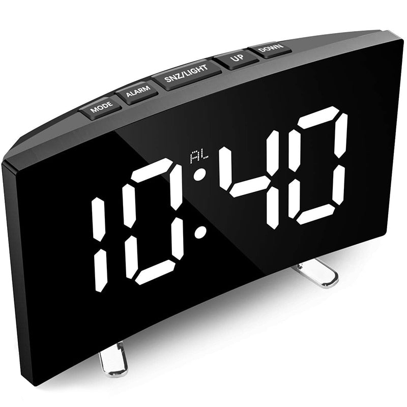 Digitale LED-Wecker mit gebogenem Display – Automatische Lichtsteuerung & großes Display | Sansoti