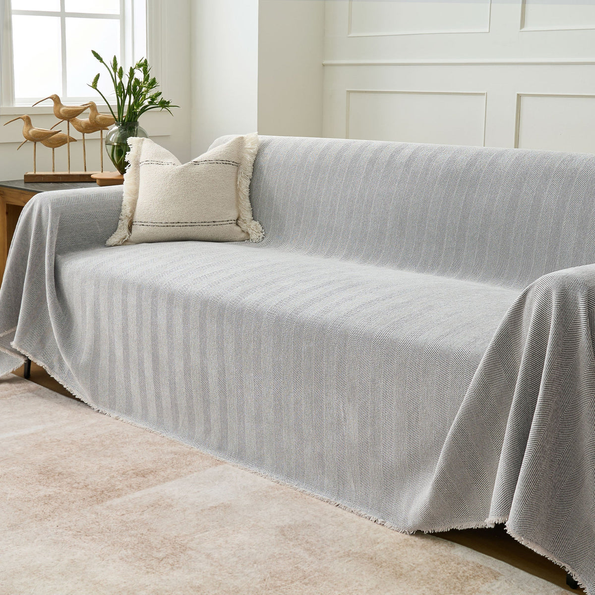 Herringbone Texture Sofa Cover Pet-Proof Water-Repellent Furniture Protection Textile Weave Sofa Cover | Sansoti