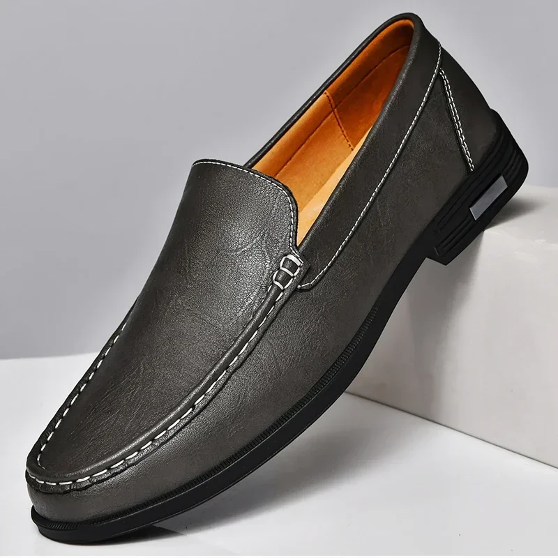 Herren-Loafer aus echtem Leder zum Hineinschlüpfen, Schwarz, Braun, Grau, Blau, klassisch, geschäftlich, leger, elegant und bequem | Sansoti