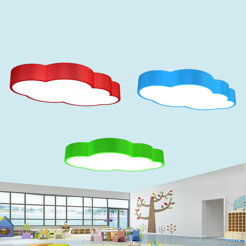 Wolkenförmige Deckenleuchte für Kinderzimmer Acryl 46cm/52cm LED Cartoon-Design in Rot/Gelb/Blau | Sansoti