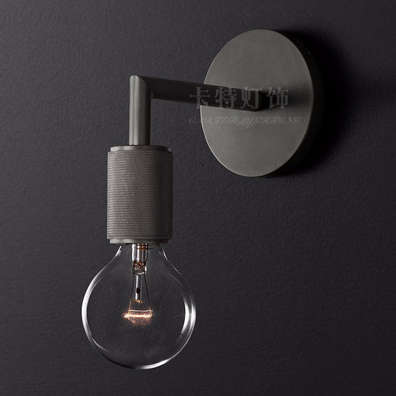 Minimalist Wall Lamp with Square Arm – Metal Sconce for Indoor in Black, Brass or Chrome | 1 or 2 Light Points | Bare Bulb Industrial Design | E26/E27 Fitting | Sansoti