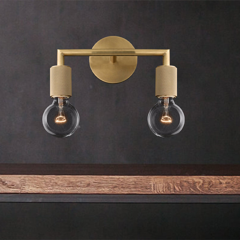 Minimalist Wall Lamp with Square Arm – Metal Sconce for Indoor in Black, Brass or Chrome | 1 or 2 Light Points | Bare Bulb Industrial Design | E26/E27 Fitting | Sansoti