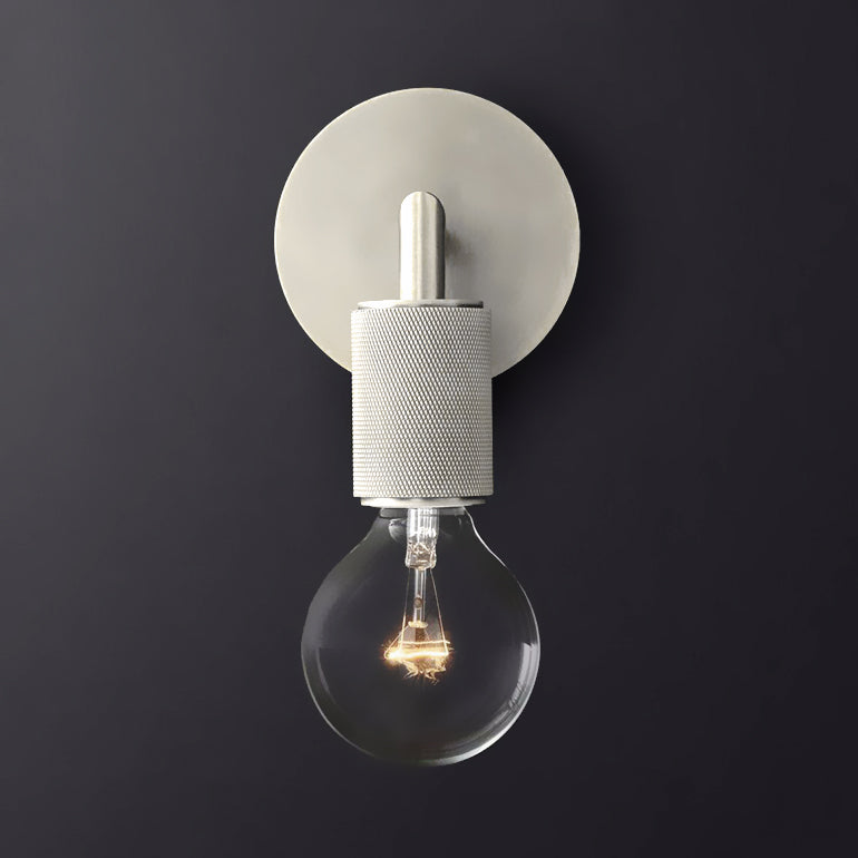 Minimalist Wall Lamp with Square Arm – Metal Sconce for Indoor in Black, Brass or Chrome | 1 or 2 Light Points | Bare Bulb Industrial Design | E26/E27 Fitting | Sansoti