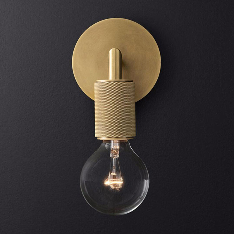 Minimalist Wall Lamp with Square Arm – Metal Sconce for Indoor in Black, Brass or Chrome | 1 or 2 Light Points | Bare Bulb Industrial Design | E26/E27 Fitting | Sansoti