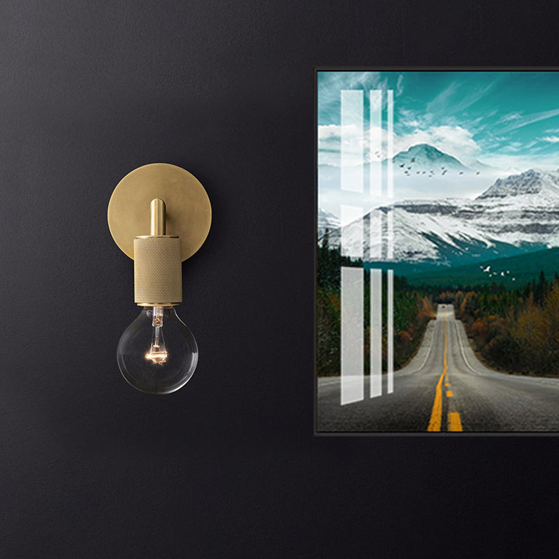 Minimalist Wall Lamp with Square Arm – Metal Sconce for Indoor in Black, Brass or Chrome | 1 or 2 Light Points | Bare Bulb Industrial Design | E26/E27 Fitting | Sansoti