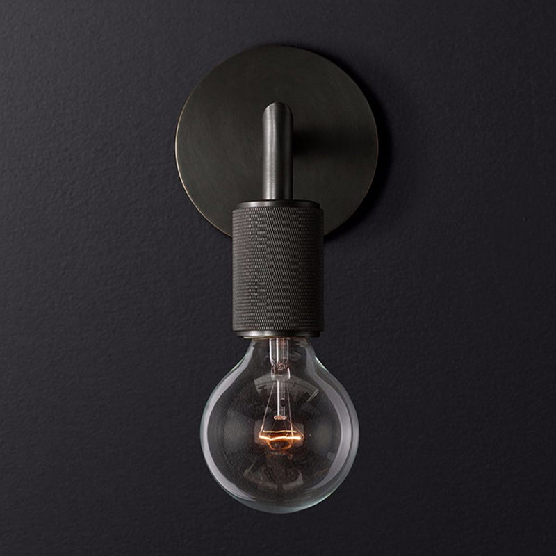 Minimalist Wall Lamp with Square Arm – Metal Sconce for Indoor in Black, Brass or Chrome | 1 or 2 Light Points | Bare Bulb Industrial Design | E26/E27 Fitting | Sansoti