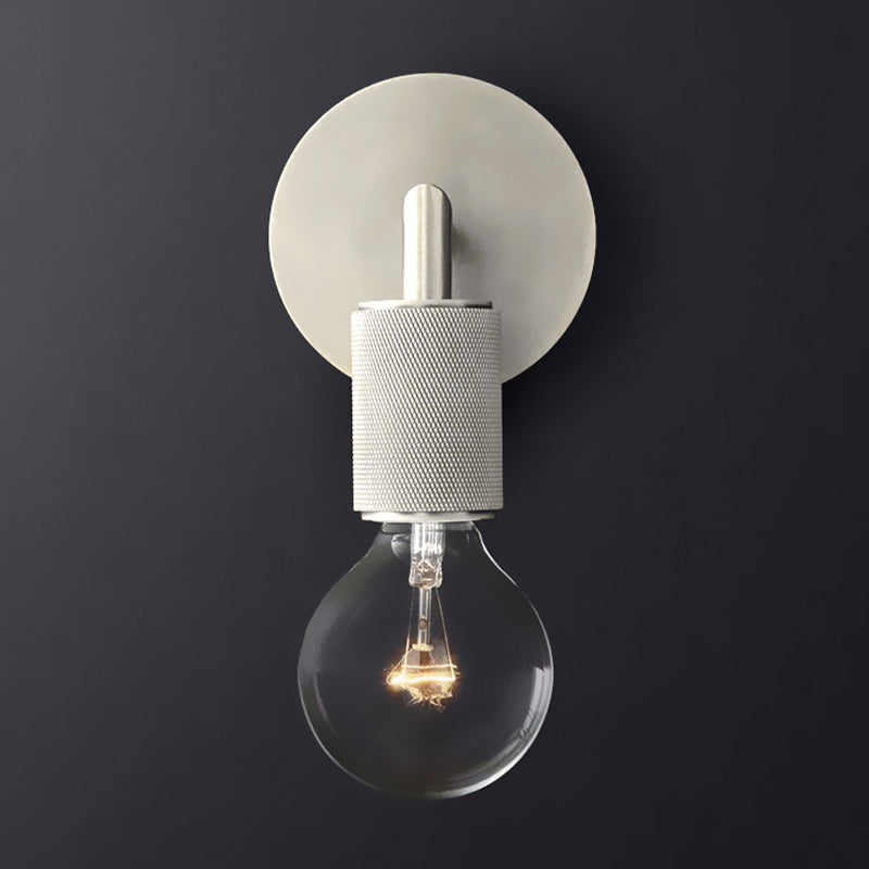 Minimalist Wall Lamp with Square Arm – Metal Sconce for Indoor in Black, Brass or Chrome | 1 or 2 Light Points | Bare Bulb Industrial Design | E26/E27 Fitting | Sansoti