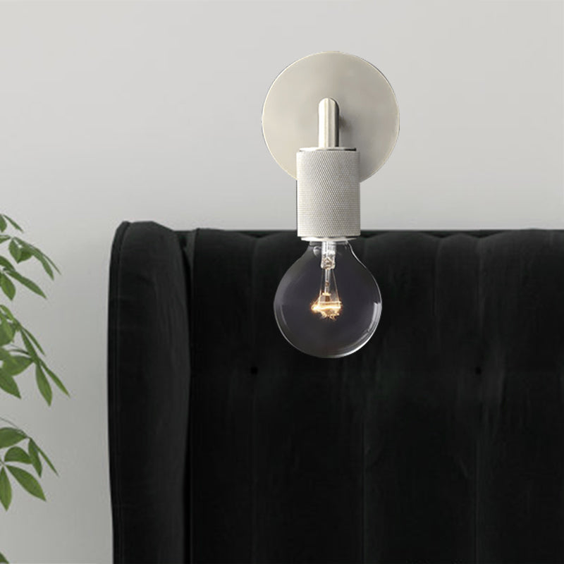 Minimalist Wall Lamp with Square Arm – Metal Sconce for Indoor in Black, Brass or Chrome | 1 or 2 Light Points | Bare Bulb Industrial Design | E26/E27 Fitting | Sansoti