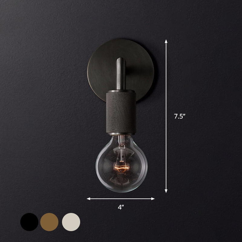 Minimalist Wall Lamp with Square Arm – Metal Sconce for Indoor in Black, Brass or Chrome | 1 or 2 Light Points | Bare Bulb Industrial Design | E26/E27 Fitting | Sansoti