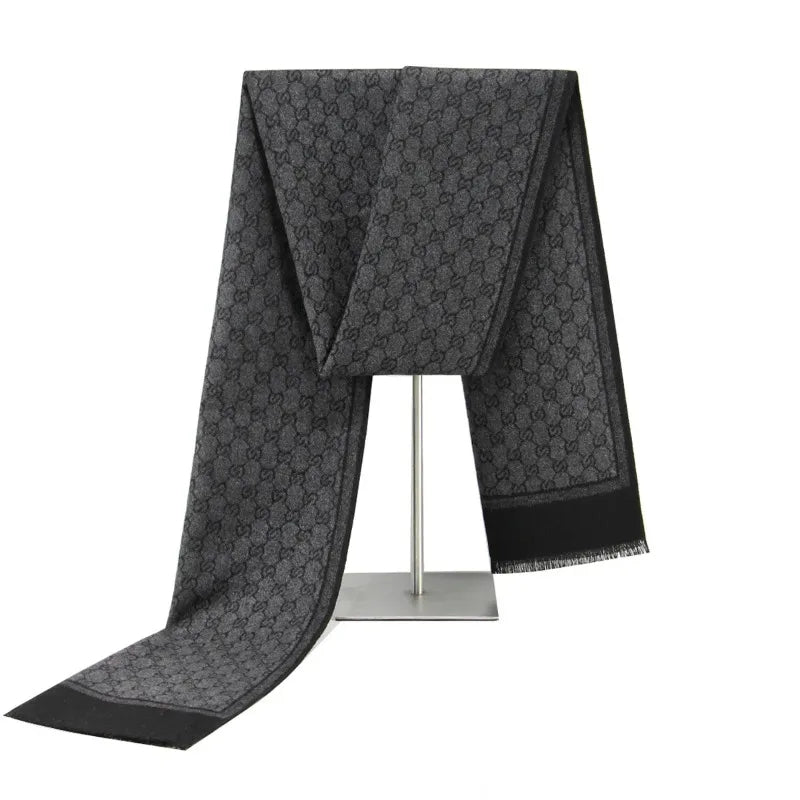 Weicher Winterschal mit Fransen und Buchstabenmuster für Herren und Damen 180x32cm warmer gestrickter Modeschal Unisex | Sansoti