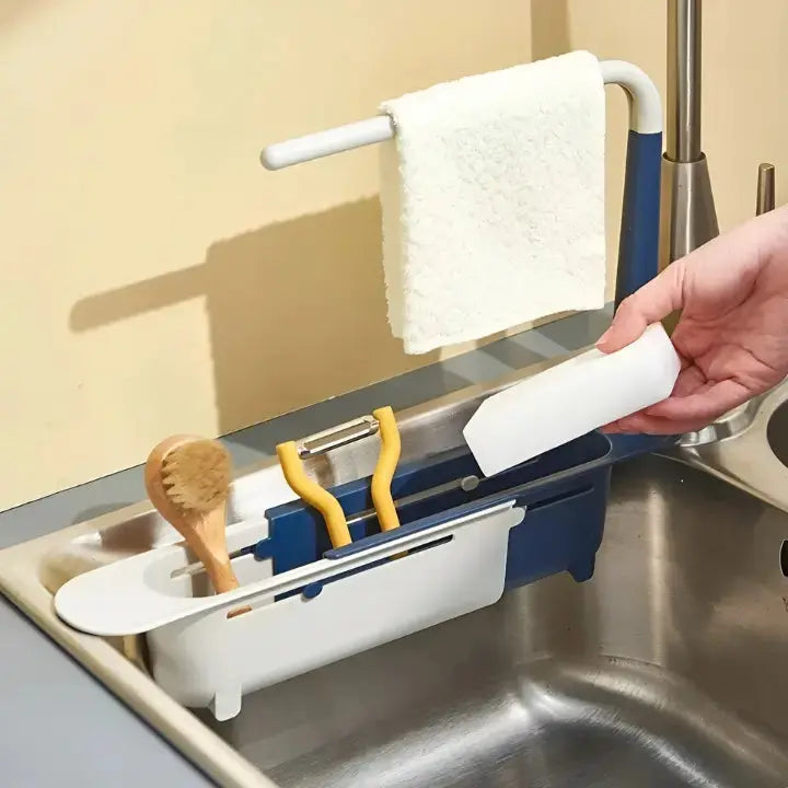 Support réglable pour égouttoir, organisateur pour éponge et savon de lave-vaisselle cuisine | Sansoti