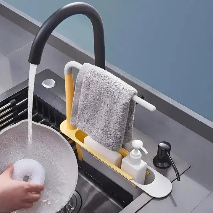 Adjustable Sink Support Holder for Dishwasher Sponge Soap Organization Kitchen | Sansoti