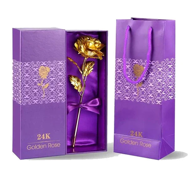 24K Gold-Plated Decorative Rose with Luxury Gift Box for Living Room Interior Decoration and Romantic Gift | Sansoti