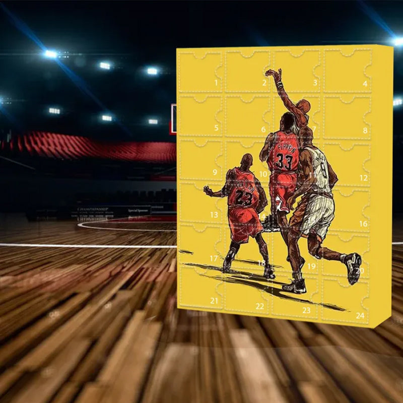 Kalendarz adwentowy NBA Basketball, 24 okienka, odliczanie do grudnia, figurki kolekcjonerskie, ozdoby, pamiątki dla fanów | Sansoti