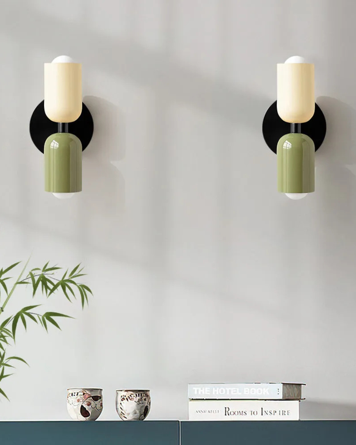 Wall Lamp Double Round Shade Black Frame Warm Ambient Light Bedroom Living Room Hall Minimalist Wall Lighting Modern Japandi Scandinavian Interior | Sansoti