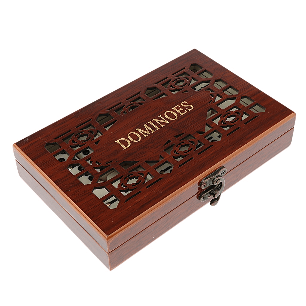 Jeu de dominos en bois Double Six, set de 28 pièces, jeu familial avec boîte de rangement, jeu de société classique | Sansoti