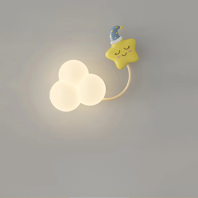 LED Wall Light for Children's Room with Airplane Cloud Rainbow Star Motif Three Light Temperatures Dimmable Ambient Light | Sansoti