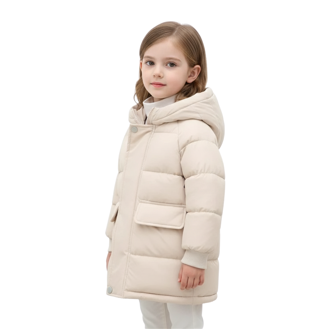 Lined Winter Coat for Children - Long Padded Hooded Jacket - Unisex Puffer Coat for Ages 3-12, Warm | Sansoti
