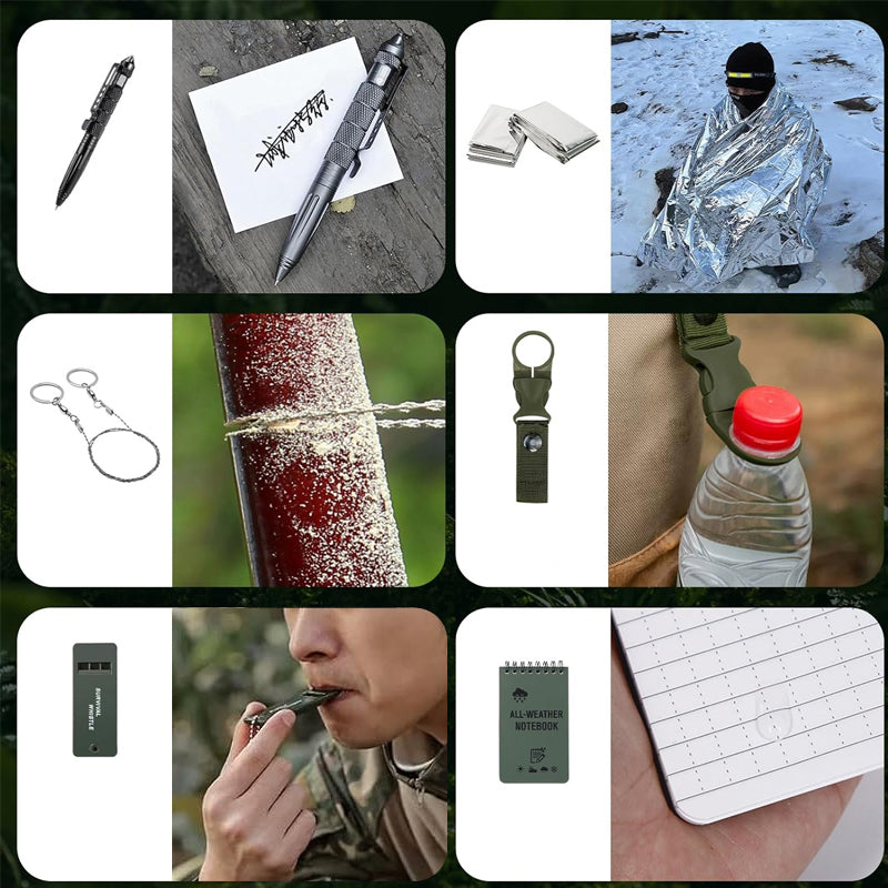 Tool Advent Calendar 24 Pieces Survival Gadgets Metal ABS Textile Outdoor Camping Bushcraft Set | Sansoti