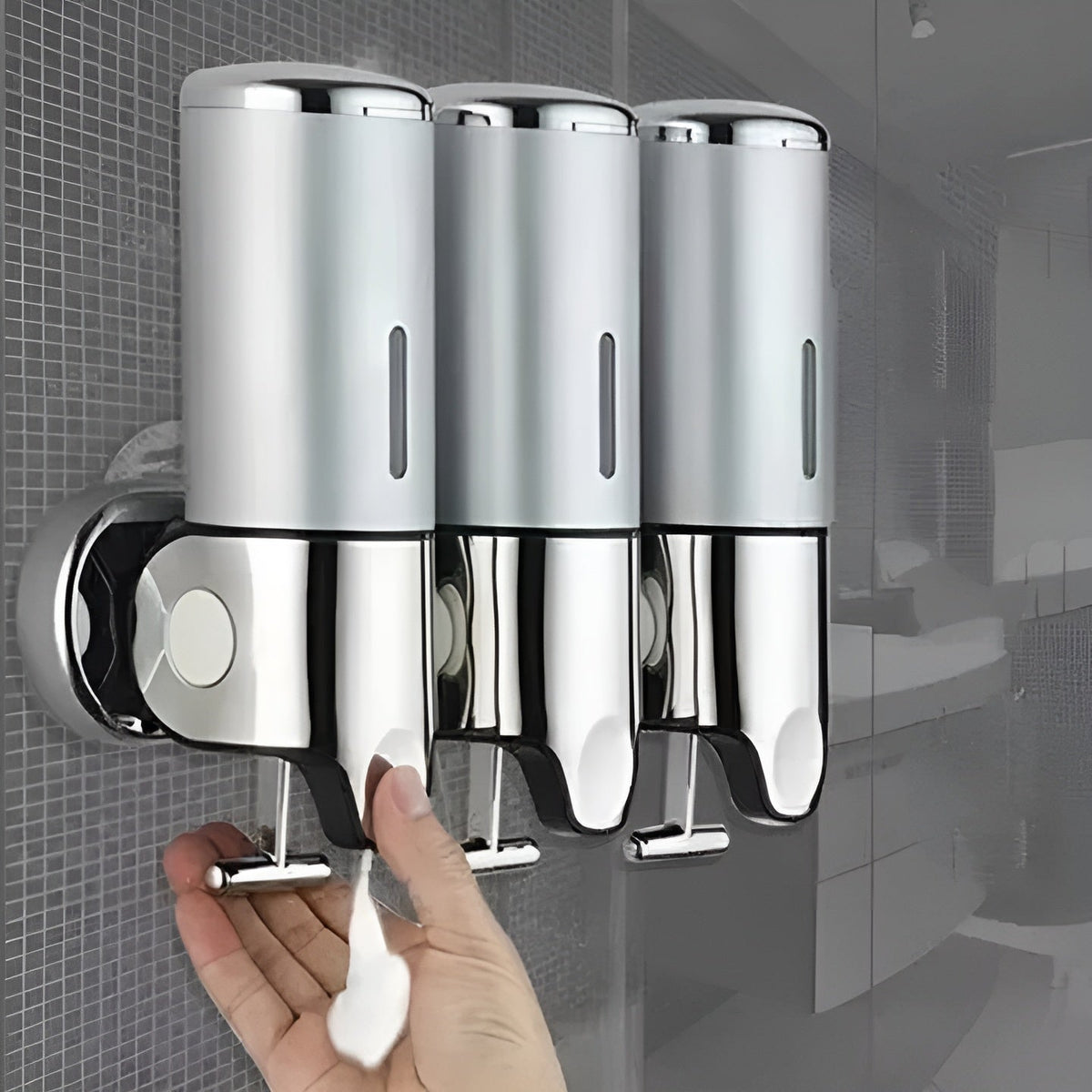 Dispensador de jabón de pared, 500ml, montaje en pared, acero inoxidable, cromado, para baño y cocina, sencillo, doble o triple, jabón líquido | Sansoti