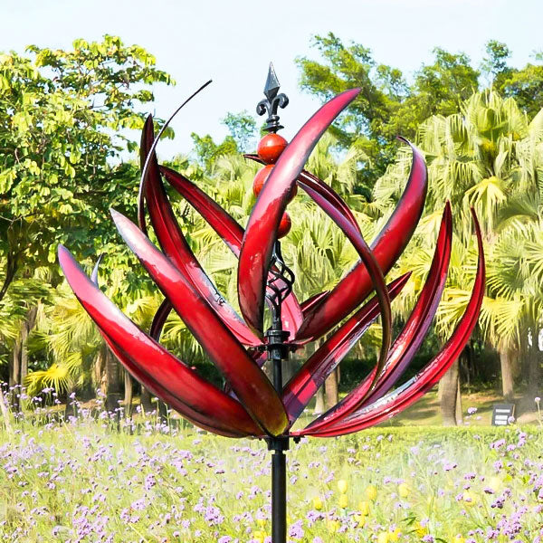 Garden Windmill Rotatable Metal Weather Vane Bird Design Blue Red 90cm for Patio Garden Balcony Decoration | Sansoti