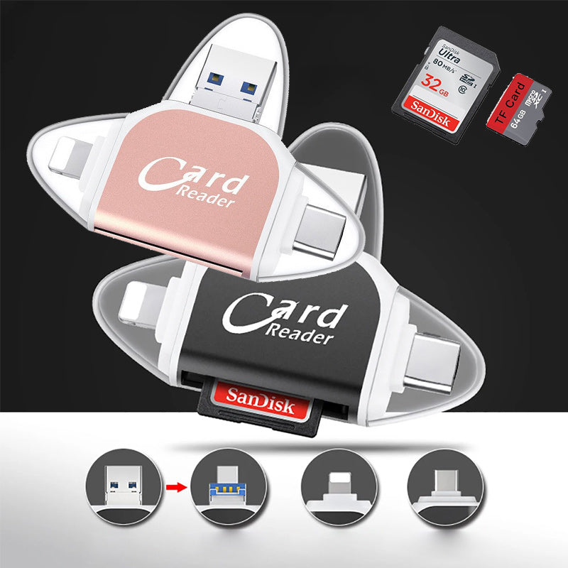 Card Reader 4 In 1 USB C Lightning SD Micro SD USB 3.0 | Sansoti