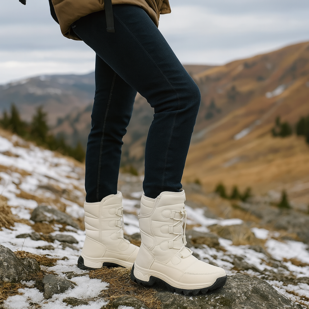 Waterproof Women's Winter Boots with Warm Lining, Hook-and-Loop Closure, Non-Slip Sole, Ankle-High Snow Boots, Outdoor Shoes | Sansoti