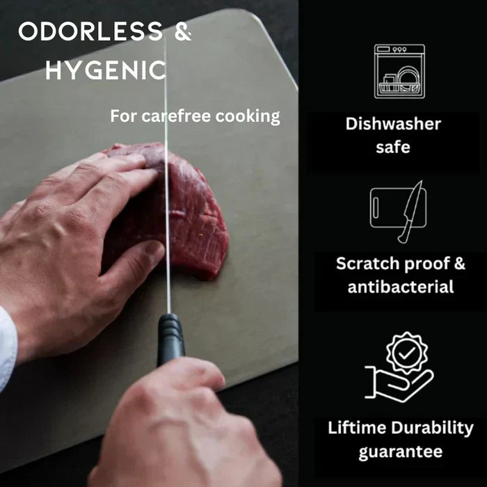 Titanium Snijplank Antibacterieel Zilver Mesvriendelijk Keuken Hygiënisch Krasbestendig Duurzaam Koken | Sansoti