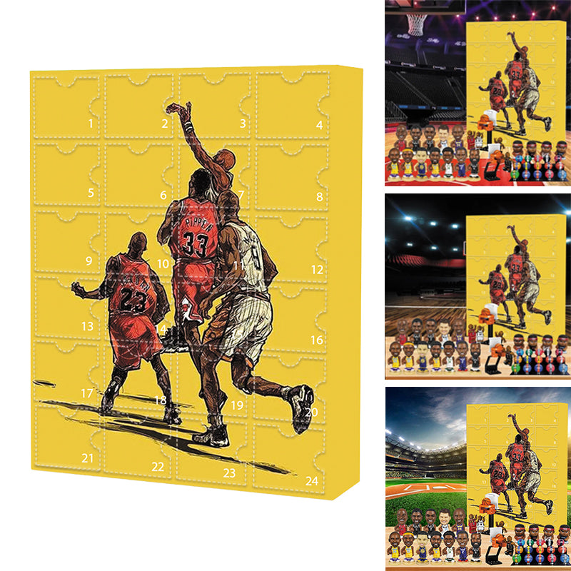 Kalendarz adwentowy NBA Basketball, 24 okienka, odliczanie do grudnia, figurki kolekcjonerskie, ozdoby, pamiątki dla fanów | Sansoti