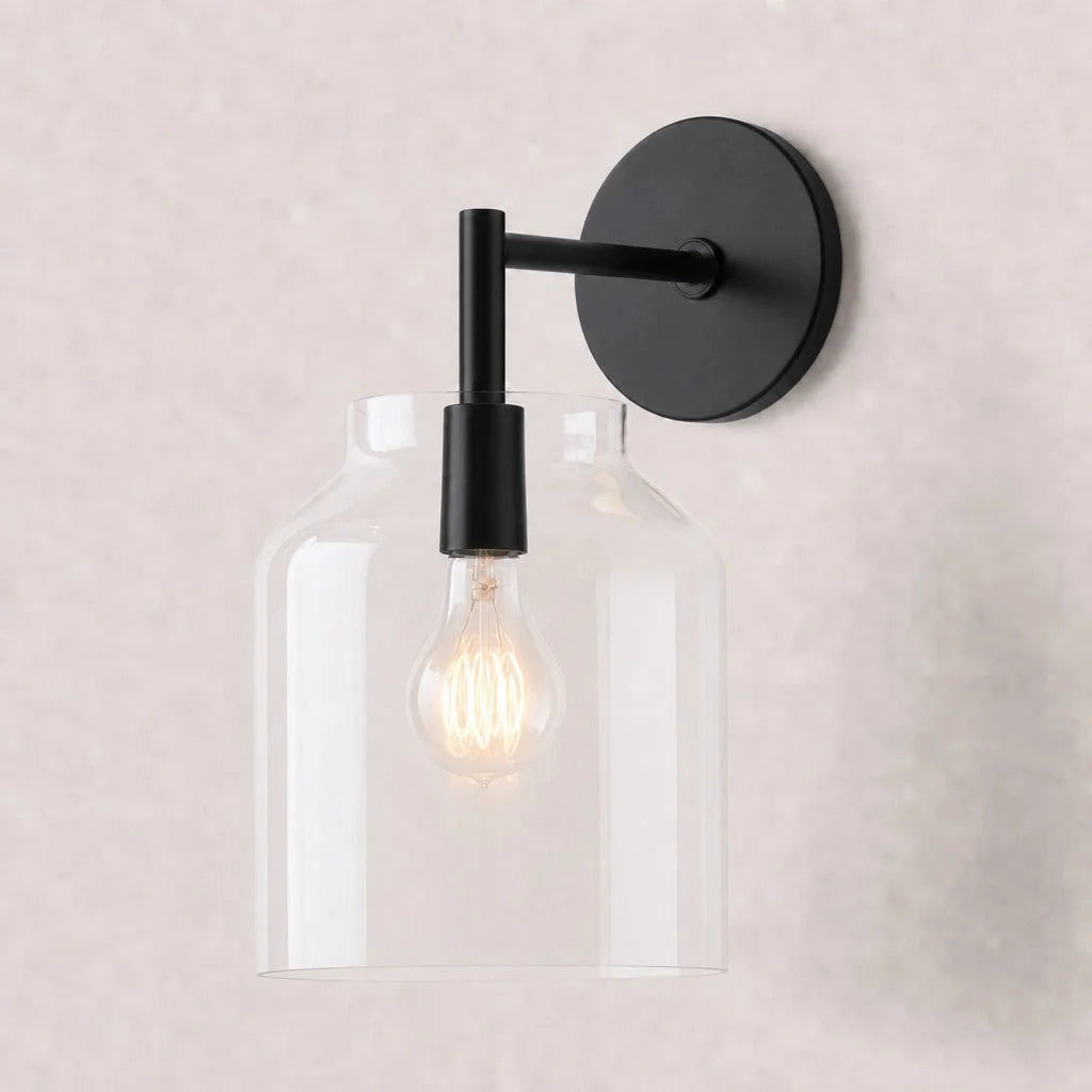 Wandleuchte mit Milchglas-Schirm und Metallakzenten minimalistisches Design Stimmungslicht Flur Gang Schlafzimmer | Sansoti