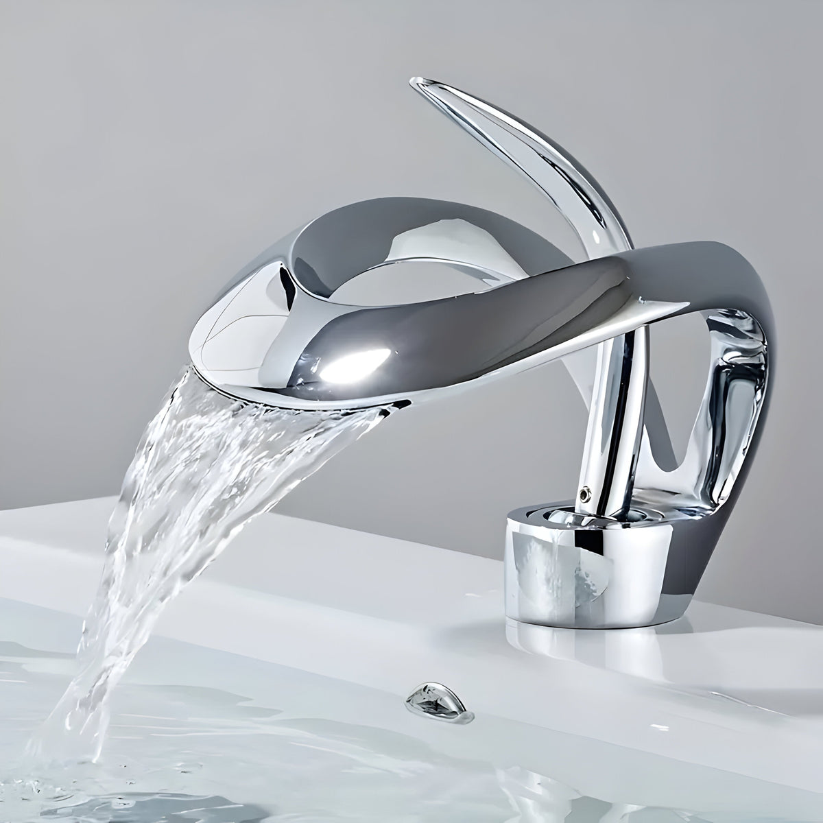 Robinet de lavabo design cascade mitigeur laiton moderne | Sansoti