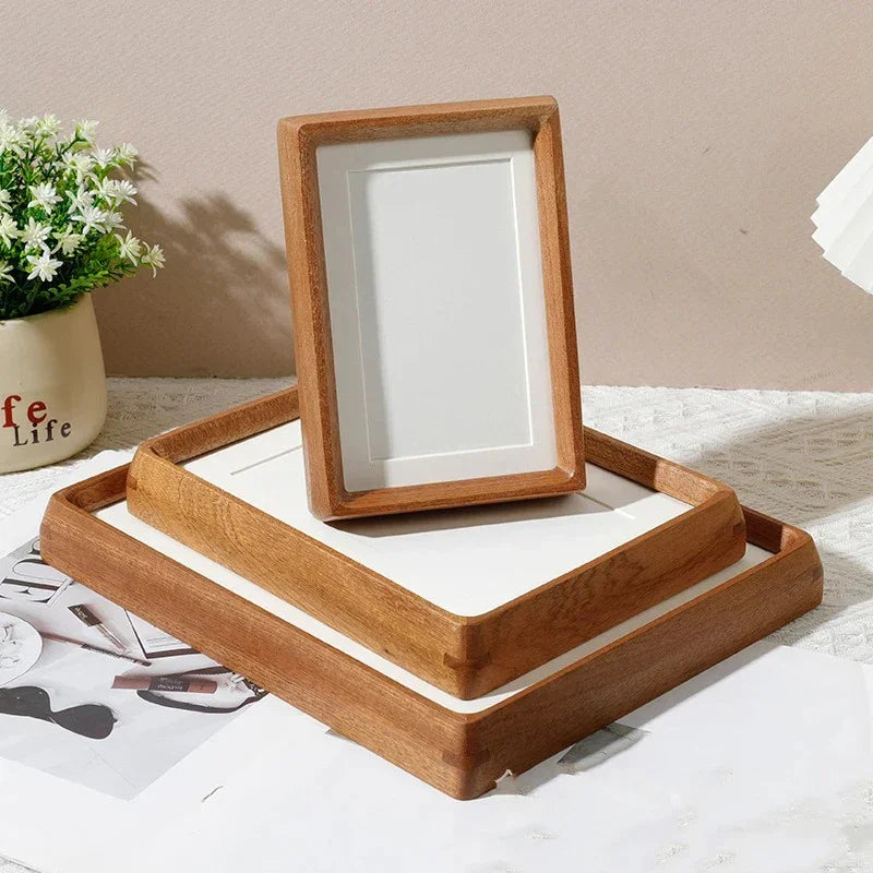 Walnut Photo Frame Solid Wood Rounded Corners 10x15 to A4 Acrylic Glass Sideboard Desk Wall | Sansoti