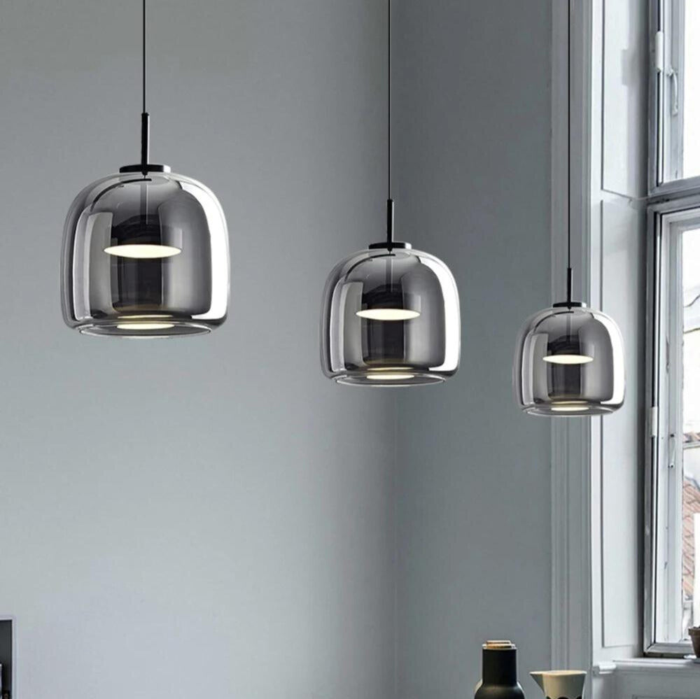 Pendant Lamp Black Glass Scandinavian Nordic LED E27 16cm Pendant Lamp Kitchen Living Room Luxury | Sansoti