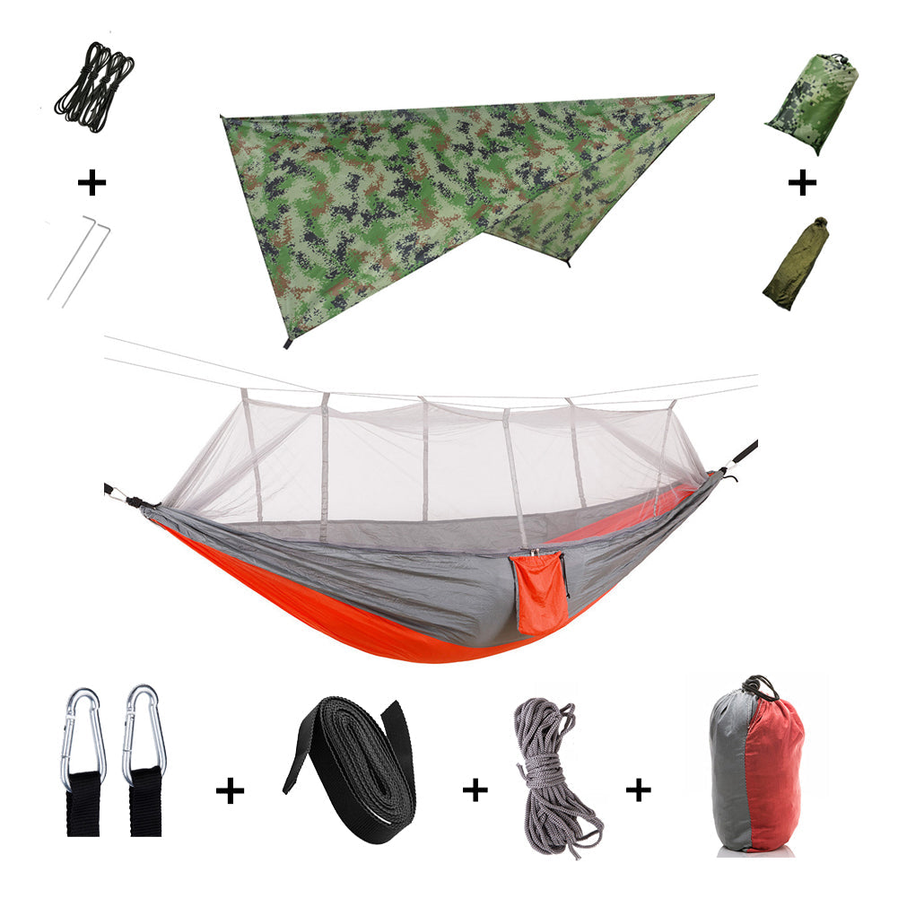 Camping Hammock for 2 People with Rain Cover and Mosquito Net | Sansoti