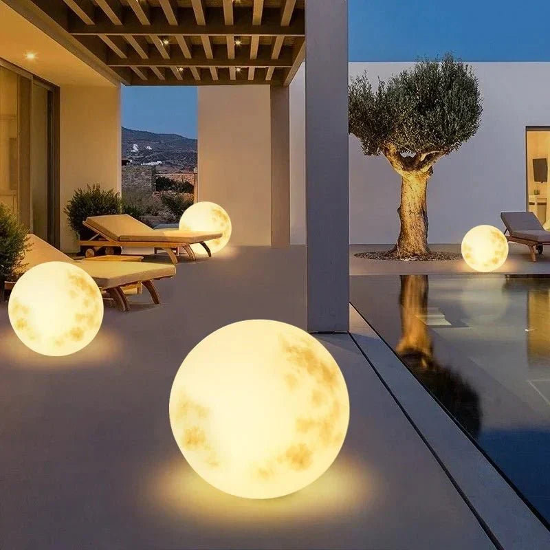 Oplaadbare Tuinlamp Maan 20-50cm LED Sfeerverlichting Buiten Weersbestendig USB Decoratief Nachtlampje | Sansoti