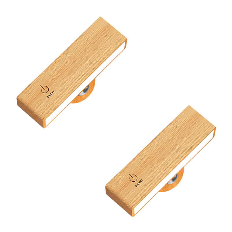 Wireless Wall Lamp with Touch Control Wooden Dimmable Timer 3 Light Modes Rechargeable USB Ambient Light Reading Lamp | Sansoti