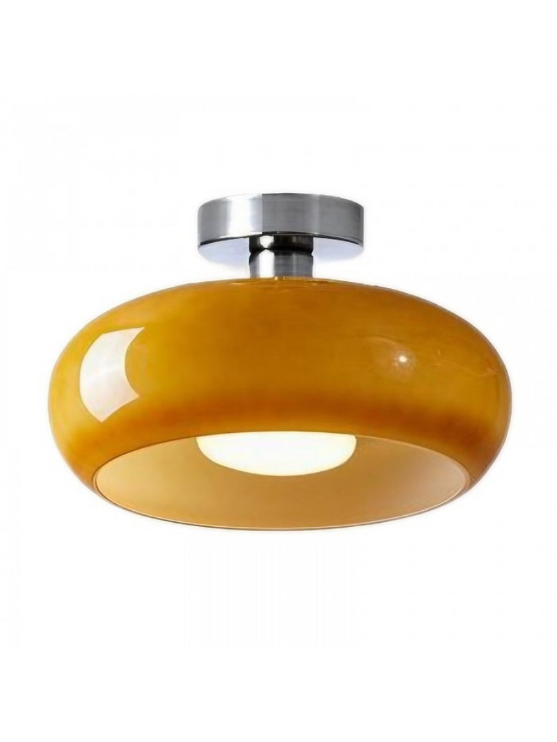 Ceiling Lamp Glass Disc Bauhaus Design Brass or Chrome Orange Yellow or White Glass Retro Stylish Lighting | Sansoti