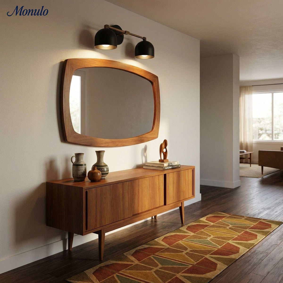 Applique murale avec abat-jour en forme de dôme design rétro mid-century pour salle de bain et couloir | Sansoti