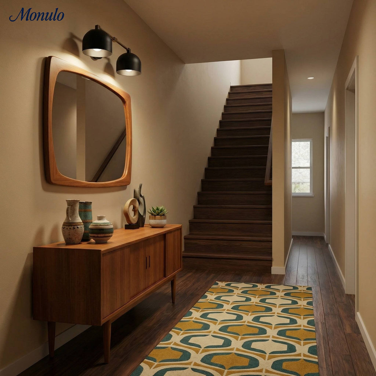Applique murale avec abat-jour en forme de dôme design rétro mid-century pour salle de bain et couloir | Sansoti