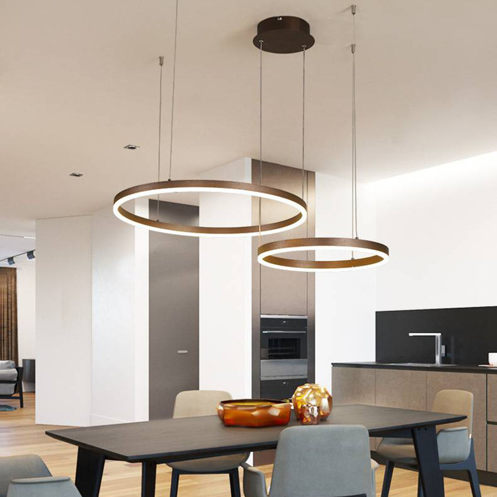Hängelampe Ring LED rund, Metall, schwarz gold kaffeefarben, dimmbar, Wohnzimmer Schlafzimmer Esszimmer | Sansoti