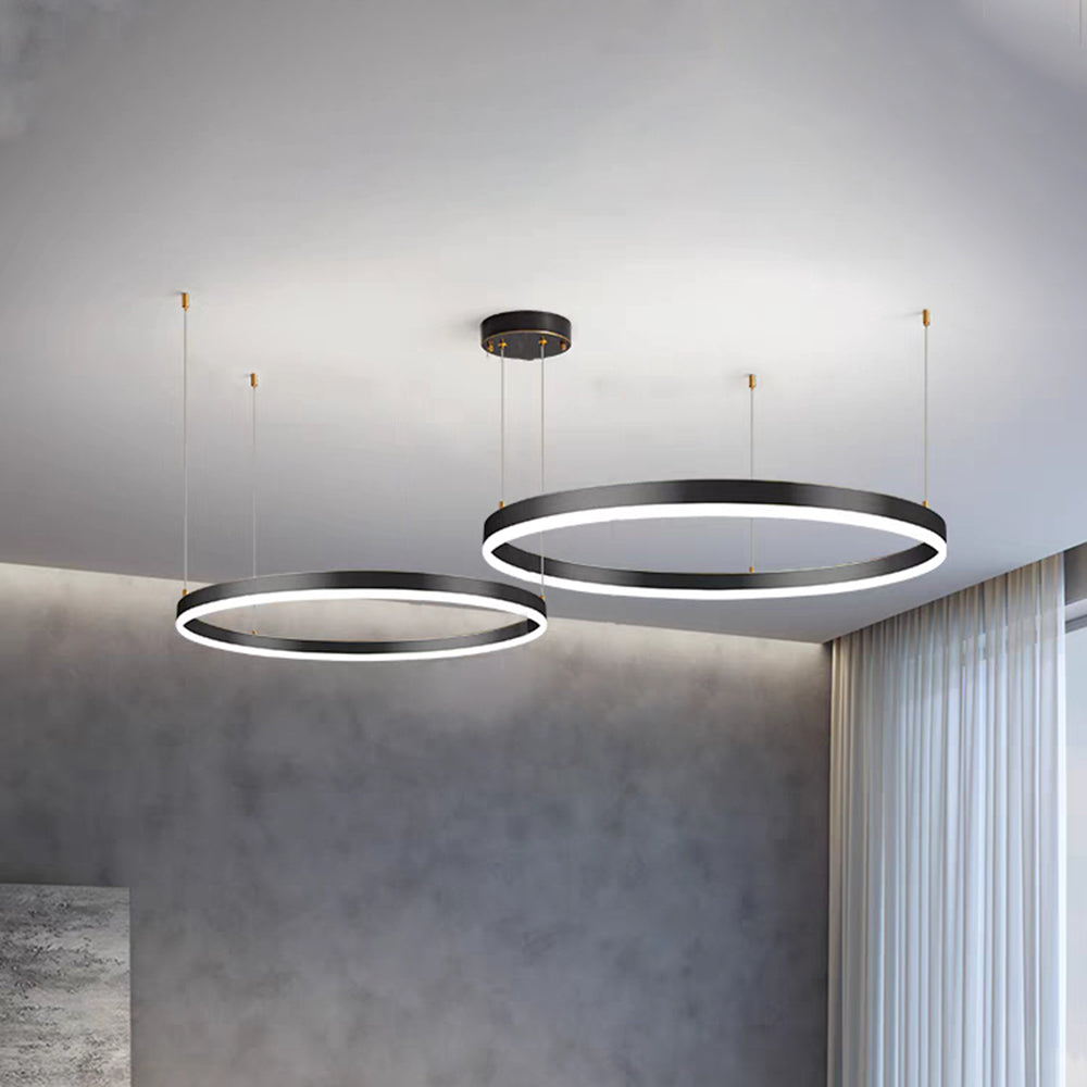 Hängelampe Ring LED rund, Metall, schwarz gold kaffeefarben, dimmbar, Wohnzimmer Schlafzimmer Esszimmer | Sansoti